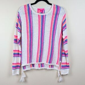 Lilly Pulitzer Rosalia Striped Rolled Hem Tassel Sweater Size S